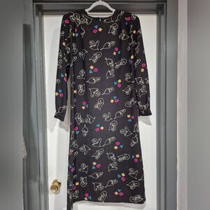 Vintage Schrader Sport Art Deco Print Dress